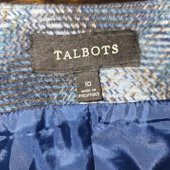 Talbots Womens Blue and White Plaid Pencil Skirt Size 10 - Picture 3 of 9